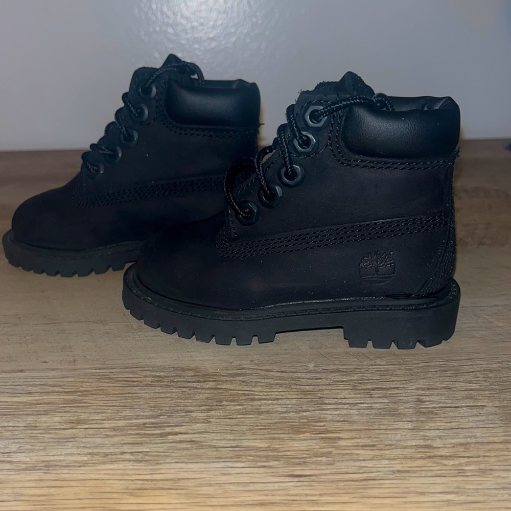 Baby Black suede Timberland boots.